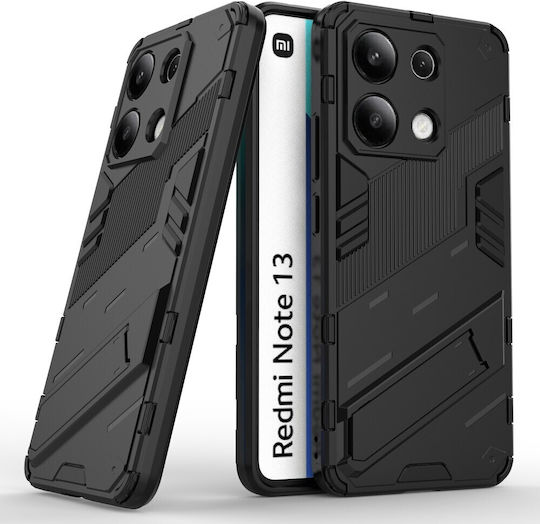 Xiaomi Redmi Note 13 4G Case Mad Mask Back Shockproof Armor Series 2 with Kickstand TPU Black