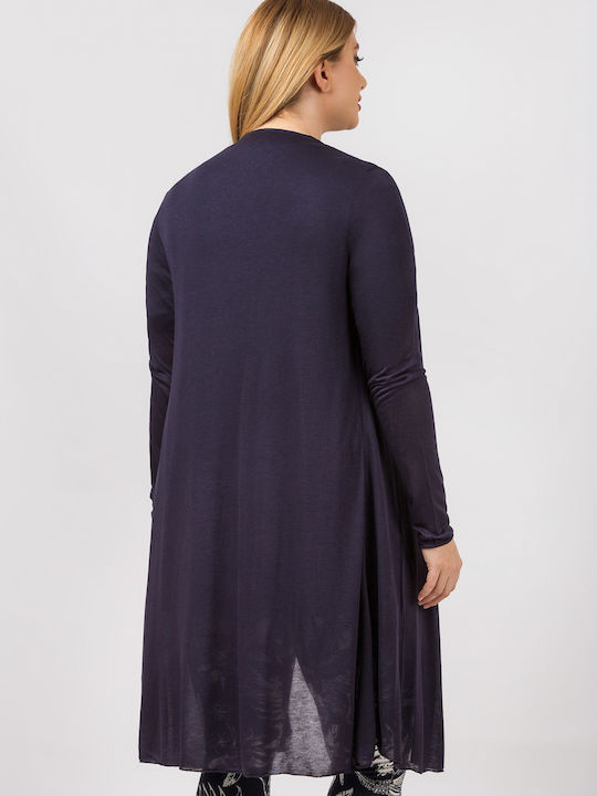 Long Women's Sleeveless Cardigan Blue