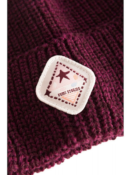 Beanie Unisex Σκούφος Πλεκτός σε Μπορντό χρώμα