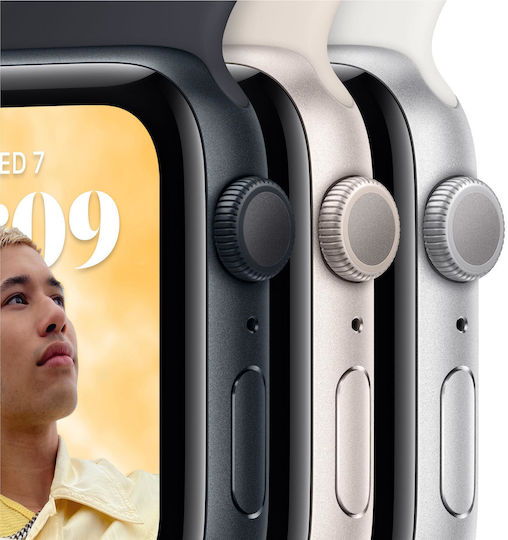 Apple Watch SE 2023 Aluminum 40mm Waterproof with Heart Rate Monitor (Starlight with Starlight Sport Band - S/M)