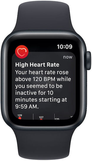 Apple Watch SE 2023 Aluminum 40mm Waterproof with Heart Rate Monitor (Midnight with Midnight Sport Band - S/M)