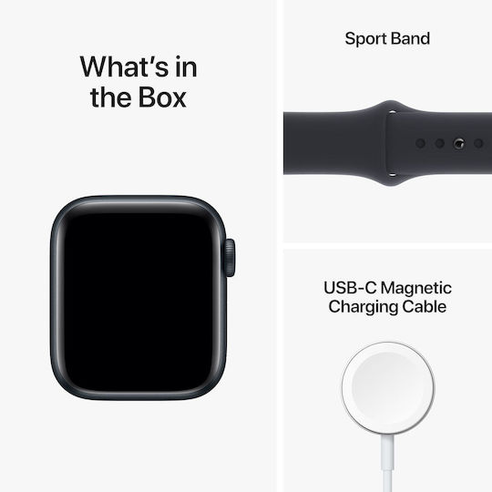 Apple Watch SE 2023 Aluminum 40mm Waterproof with Heart Rate Monitor (Midnight with Midnight Sport Band - M/L)
