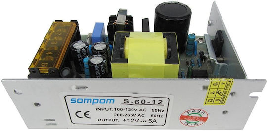 Τροφοδοτικό LED IP20 Ισχύος 60W με Τάση Εξόδου 12V