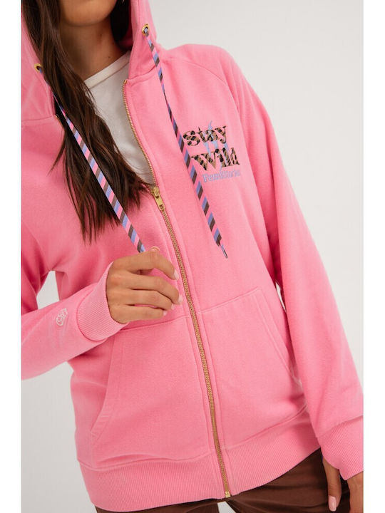 Women's Sweatshirt Jacket Hooded Pink
