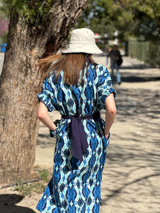 Damen Hemd Blau Druck