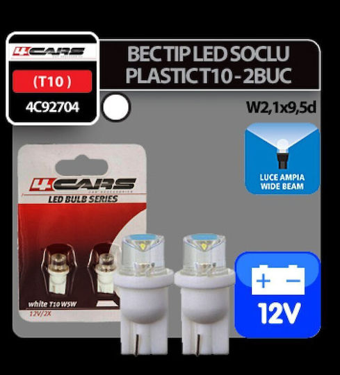 4cars Λάμπες Αυτοκινήτου T10 LED Λευκό 12V 5W 2τμχ