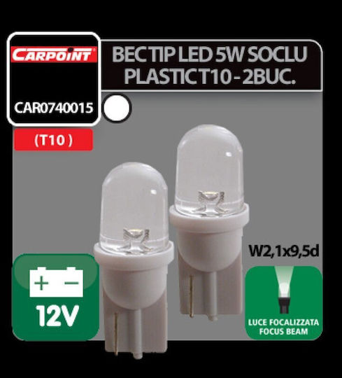 Carpoint Lămpi Autoturismului T10 LED Alb 12V 5W 2buc