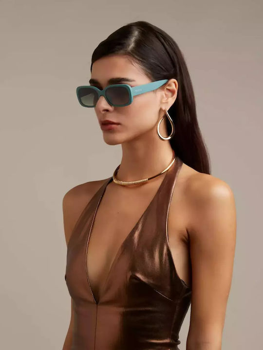 Okkia Chiara Women's Sunglasses with Blue Horn-Rimmed Frame and Black Lens OK028GS