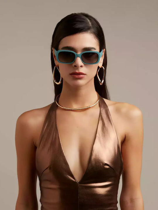 Okkia Chiara Women's Sunglasses with Blue Horn-Rimmed Frame and Black Lens OK028GS
