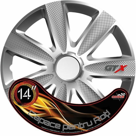 Wheel Covers Set Cridem Gtx Carbon 4pcs - Silver - 14''