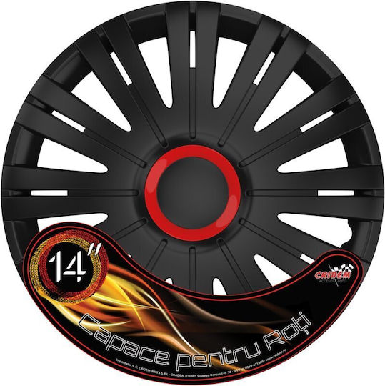 Wheel Covers Set Cridem Active Rr 4pcs - Black/red - 14''