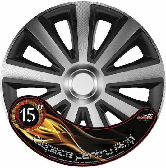 Wheel Covers Set Cridem Aviator Carbon 4pcs - Silver/black - 15''