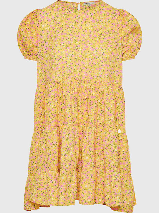 Καλοκαιρινό Mini Σεμιζιέ Φόρεμα με Βολάν Yellow
