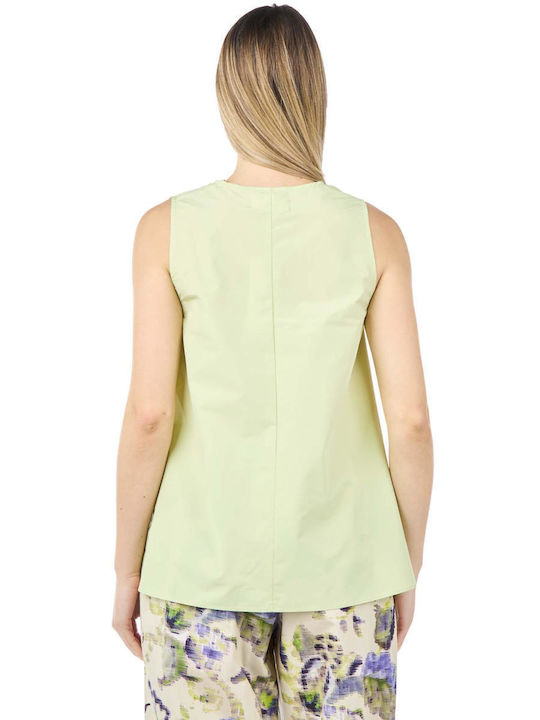 Psophia Women's Blouse Sleeveless with V Neckline Green