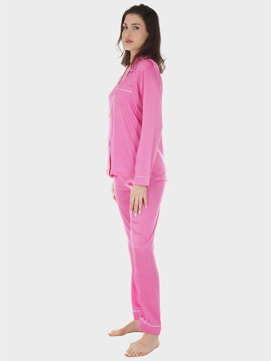 Women's Satin Pajama Set Solid Color Buttoned Pants Set Elastic Waist Pants