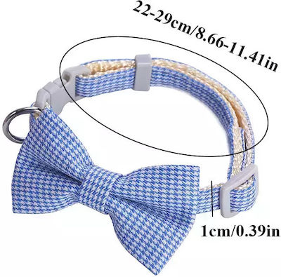 Adjustable Collar With Bell And Plaid Bow Tie For Dogs And Cats, 19-32cm, Yellow