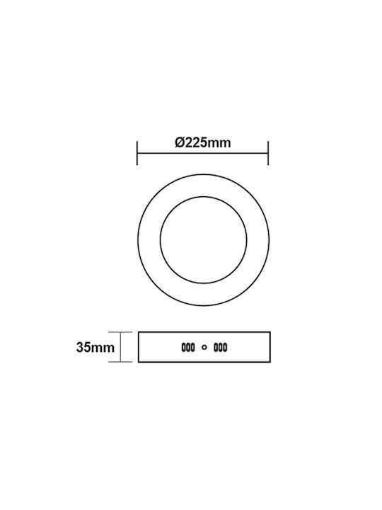 Aca Rotund Panou LED Putere 18W cu Alb Rece Lumini 20.9x20.9cm.