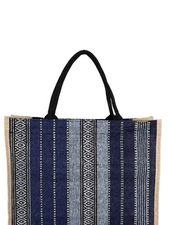 Aquablue Stoff Strandtasche mit Ethnic Muster Schwarz