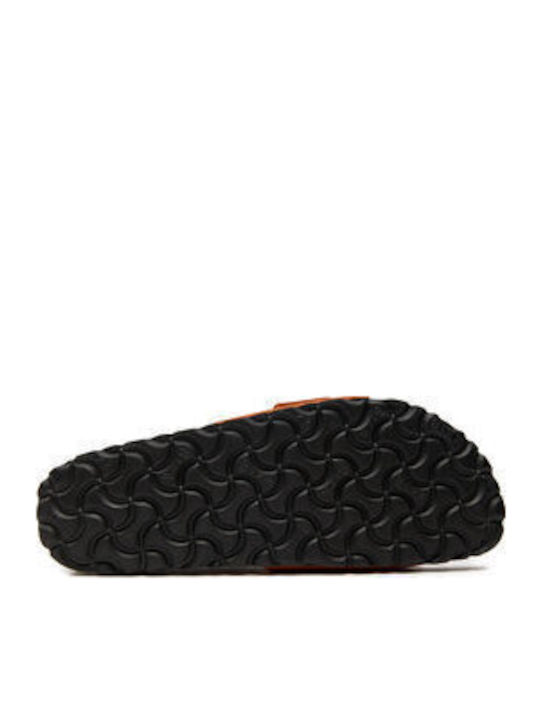 Madrid Leder Flache Sandalen für Damen Anatomisch in Orange Farbe Schmal Passform