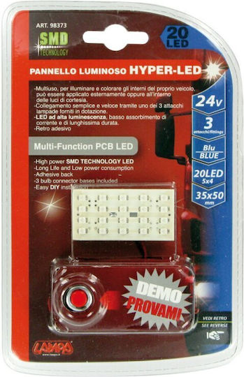 24v Hyper-led - Lampă Pcb 20 Smd - 35x50 Mm - 1 buc - D/blister - Albastru