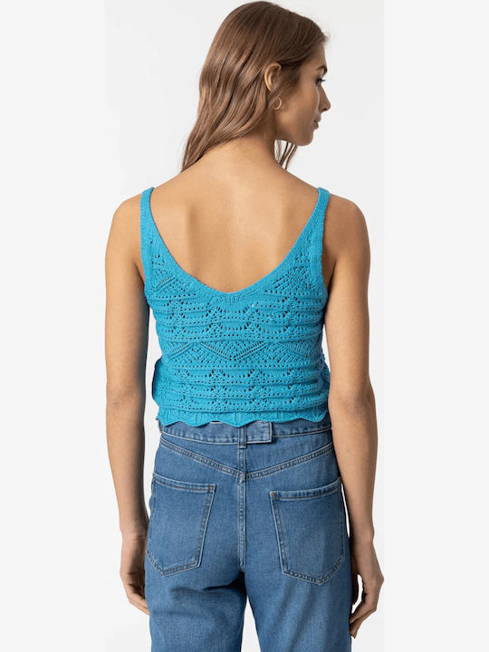 Women's Crop Top Cotton with Straps Light Blue