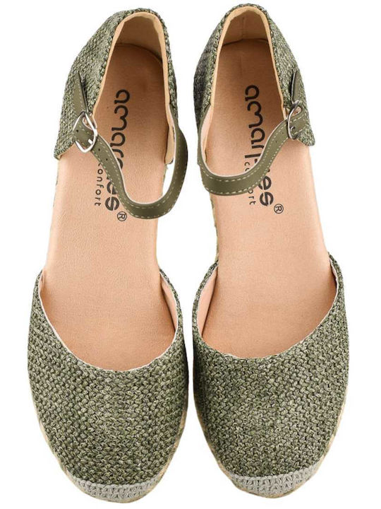 Amarpies Damenplattformen im Espadrilles-Stil Khaki