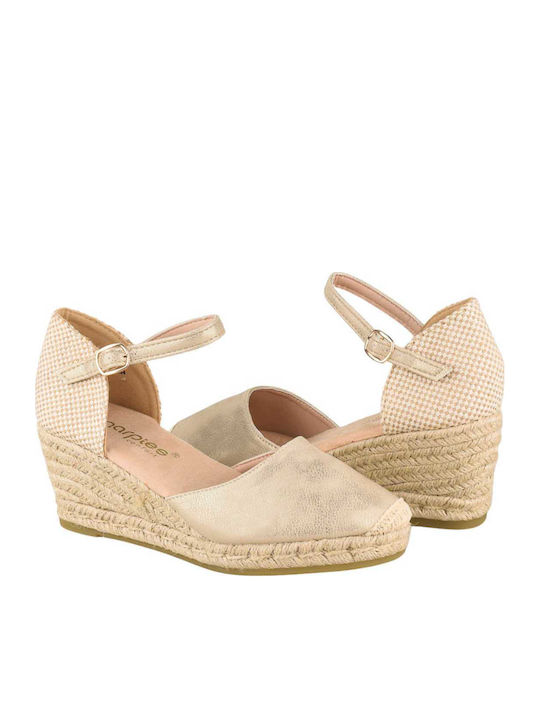 Damenplattformen im Espadrilles-Stil Goldene