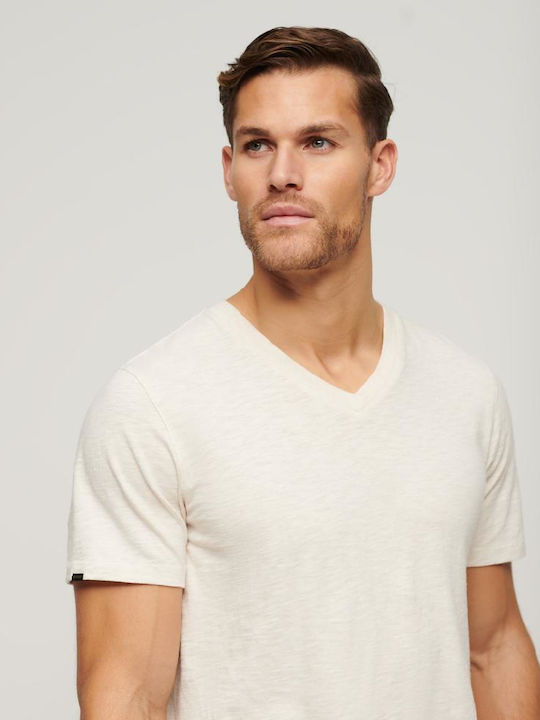 Superdry Men's Short Sleeve T-shirt with V-Neck Oat Cream Marl