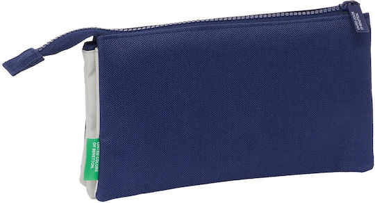 Τριπλή Κασετίνα Benetton Varsity Γκρι Ναυτικό Μπλε 22 X 12 X 3 Cm