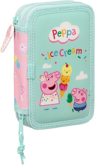 Peppa Pig Rucsac pentru creioane Peppa Pig Ice Cream Pink Mint 12.5 X 19.5 X 4 Cm (28 bucăți)