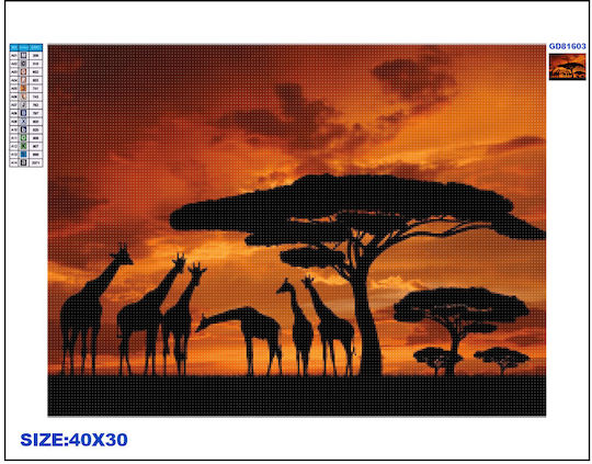 Diamond Mosaic Tapestry Rila Crafts, 30x40cm, Savannah