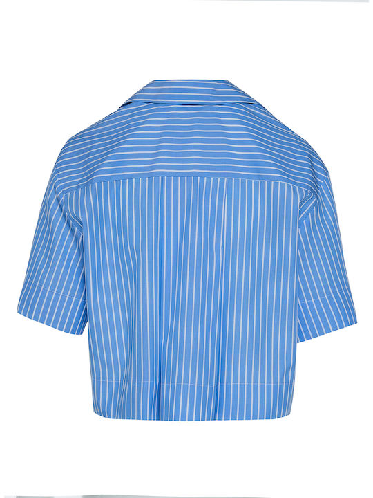 Milla Women's Striped Short Sleeve Shirt Blue-white