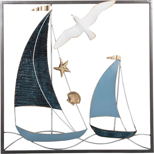 HomeMarkt Декоративно Стена Navy Синьо От Метал 50x6x50см