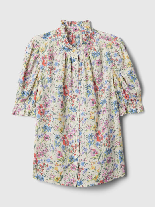 GAP Kurzärmelig Damen Hemd Multi Color Floral Blumen