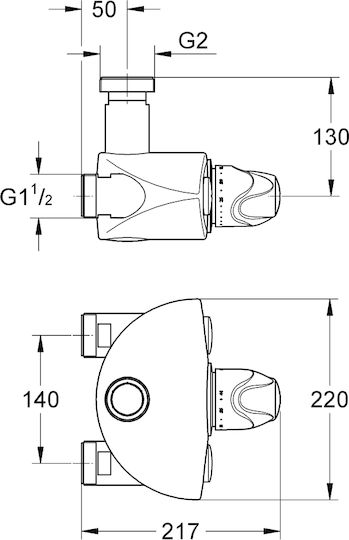 Grohe Grohtherm Μίκτης Μπαταρίας Εντοιχισμού για Ντουζιέρα Ασημί 4005176207082