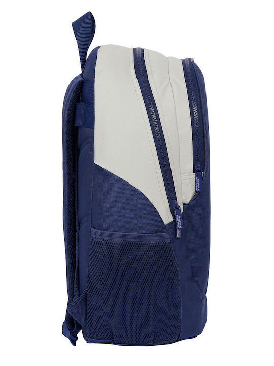 Benetton Varsity Schulranzen Grau Navy Blau 32 x 44 x 16 cm