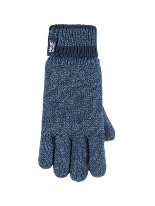 Kids Beanie Set with Gloves Knitted Blue