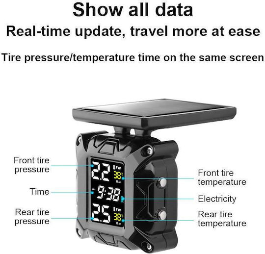 M9 Motorcycle Solar Wireless Tire Pressure Monitor Tire Pressure