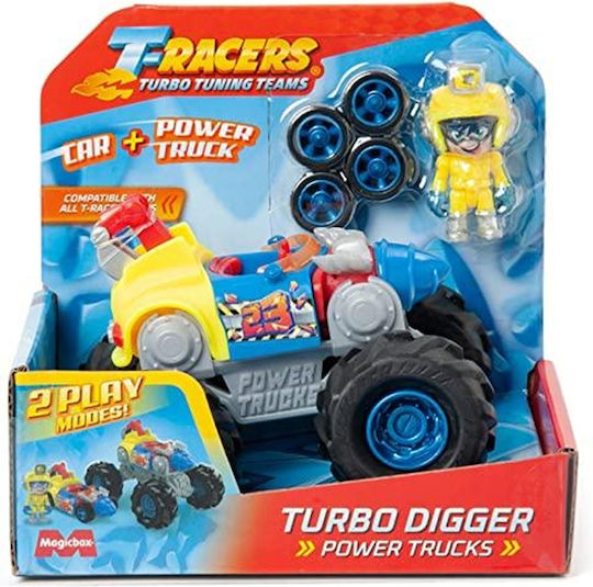 T-Racers Turbo Truck Turbo Digger – Superfahrzeug mit 1 exklusiven Fahrer und 1 exklusiven Fahrzeug. Kompatibel mit anderen T-Racer Autos