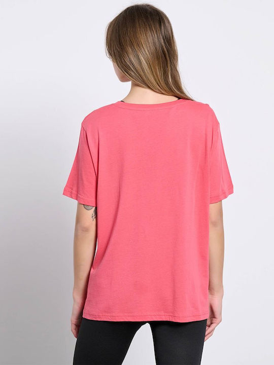 BodyTalk Damen Sportlich T-shirt mit V-Ausschnitt Rosa