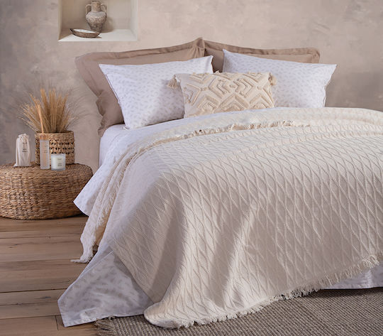 Nef-Nef Homeware Outlast Κουβέρτα Πικέ Υπέρδιπλη 230x240εκ. Ecru