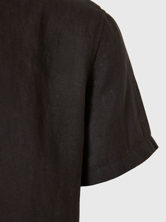 Short-sleeved Linen Shirt Black