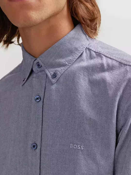 Hugo Boss Men's Shirt Long Sleeve Cotton Blue