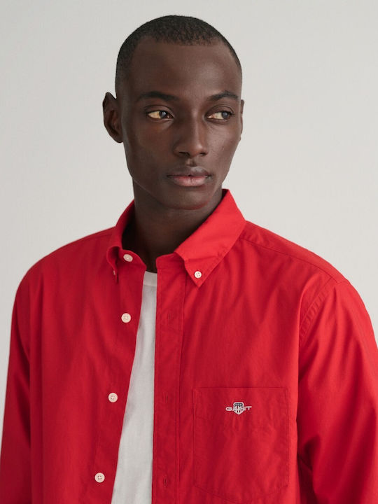 Long-sleeved Cotton Shirt Red