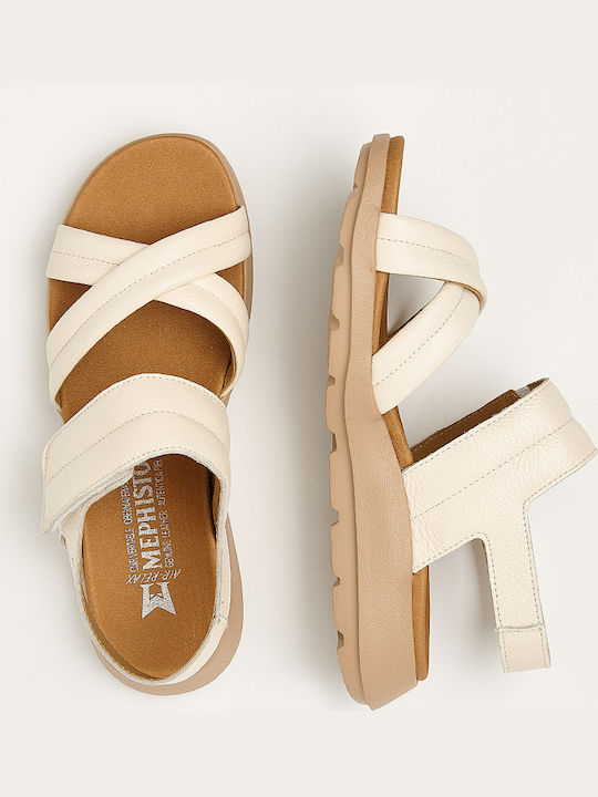 Anatomic Women's Leather Ankle Strap Platforms Beige