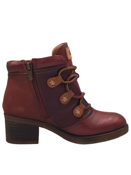 Pikolinos Leather Women's Ankle Boots Burgundy