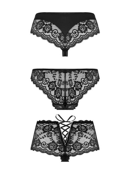 Brazil 3Pack with Lace Black Women's Briefs