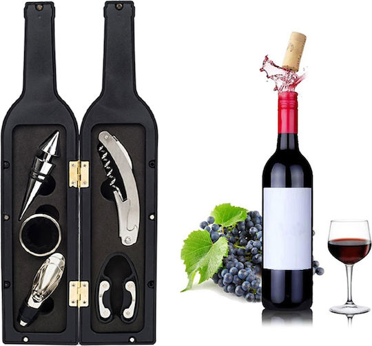 Set Of 6 Wine Accessories, Zola®, Glass-shaped, Black, 32.5x7x1.7 Cm