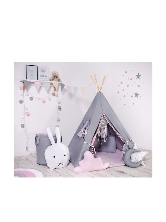 Elis Design Παιδική Σκηνή Σετ Με Μαξιλάρια & Καλαθάκι Gray Pink