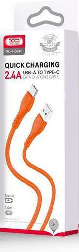 XO USB 2.0 Кабел USB-C Мъжки - USB-A Оранжев 1м XO-NB240-TOR